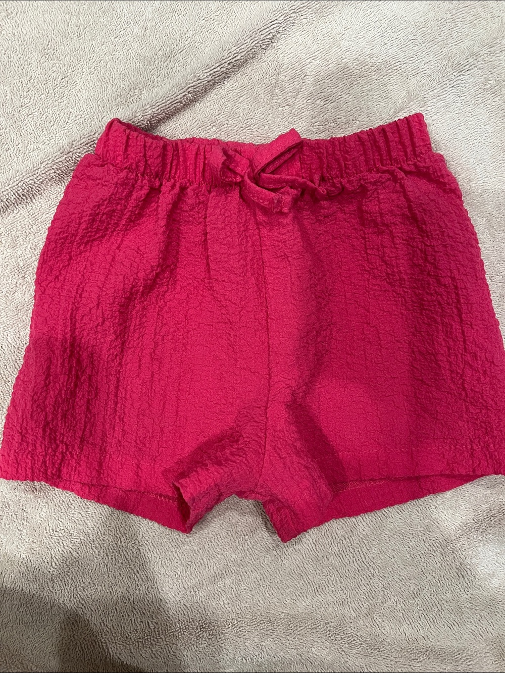 SHEIN Hot Pink Textured Elastic Waist Shorts